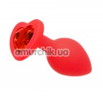 Анальная пробка с красным кристаллом Loveshop Seamless Butt Plug Heart M, красная - Фото №1