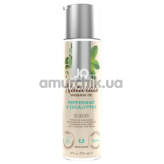 Масажна олія JO Naturals Massage Oil Peppermint & Eucalyptus - м'ята та евкаліпт, 120 мл - Фото №1