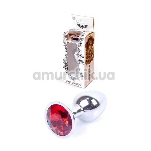 Анальная пробка со красным кристаллом Exclusivity Jewellery Silver Plug, серебряная