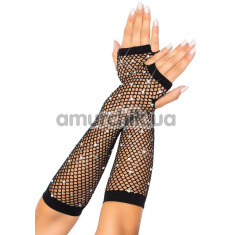 Рукавички Leg Avenue Rhinestone Fishnet Arm Warmers Gloves, чорні - Фото №1