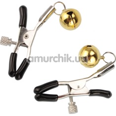 Зажимы для сосков Nipple Golden Bells с колокольчиками, золотые - Фото №1