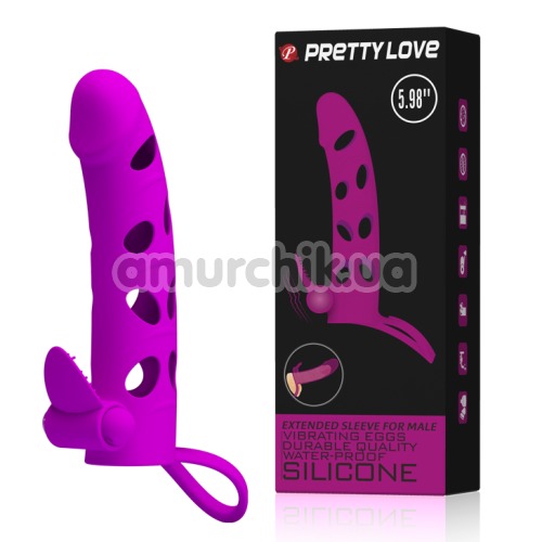Насадка на пенис с вибрацией Pretty Love 026215-1, розовая