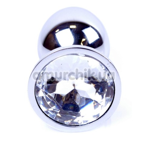 Анальна пробка з прозорим кристалом Exclusivity Jewellery Silver Plug, срібна