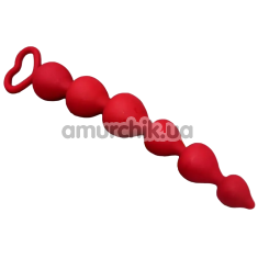 Анальная цепочка Loveshop Silicone Heart Anal Beads S, красная - Фото №1
