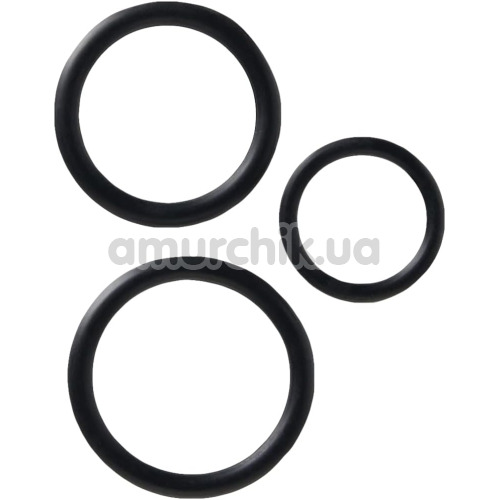 Набір ерекційних кілець для члена Trinity Vibes Black Triple Cock Ring Set, чорний