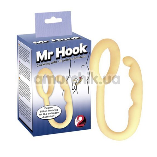 Эрекционное кольцо со стимулятором простаты Mr.Hook, телесное