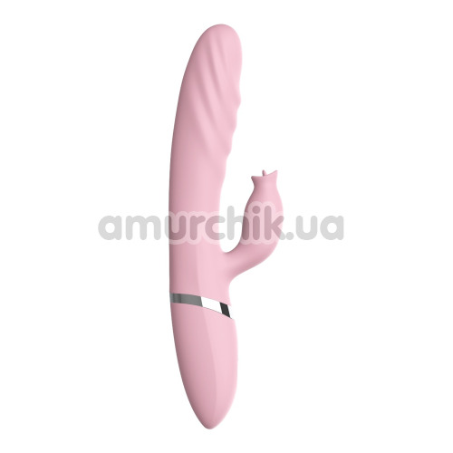 Вибратор с толчками и подогревом Tongue Extension Vibrating, розовый - Фото №1