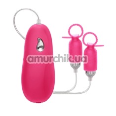 Зажимы для сосков с вибрацией Nipple Play Silicone Vibrating Nipple Pleasurizer, розовые - Фото №1