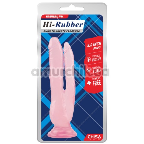 Двойной фаллоимитатор Hi-Rubber Born To Create Pleasure 8, розовый