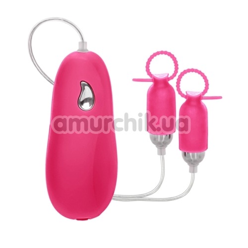 Затискачі для сосків з вібрацією Nipple Play Silicone Vibrating Nipple Pleasurizer, рожеві - Фото №1