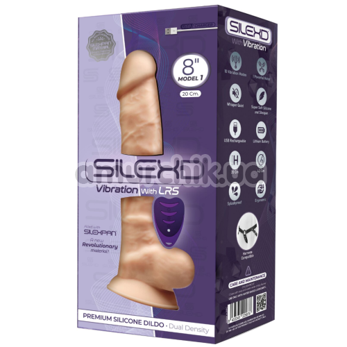 Вібратор Silexd Premium Silicone Dildo Model 1 Size 8 LRS, тілесний