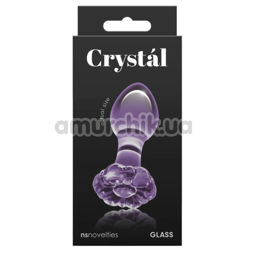 Анальна пробка Crystal Glass Flower, фіолетова