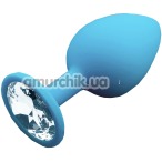 Анальна пробка з блакитним кристалом SWAROVSKI Пікантні Штучки Large, блакитна - Фото №1