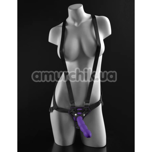 Страпон Dillio 6 Inch Strap-On Suspender Harness Set, фіолетовий