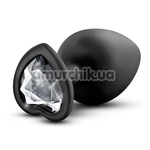 Анальная пробка с прозрачным кристаллом Temptasia Bling Plug Large, черная - Фото №1