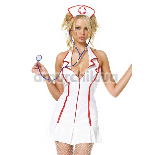 Костюм медсестры Leg Avenue Head Nurse белый: платье + чепчик + стетоскоп