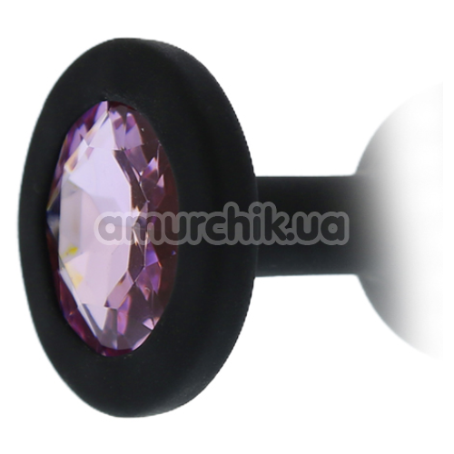 Анальная пробка с розовым кристаллом All Time Favorites Silicone Diamond Anal Plug, черная