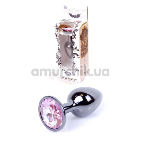 Анальна пробка зі світло-рожевим кристалом Exclusivity Jewellery Dark Silver Plug, срібна
