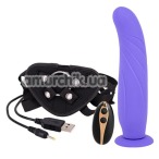 Страпон с вибрацией Vibration Dildo Strap-On Remote Control 9, фиолетовый - Фото №1