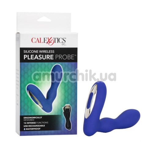 Вібростимулятор простати для чоловіків Silicone Wireless Pleasure Probe, синій