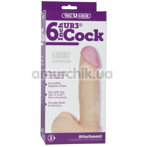Фалоімітатор Vac - U - Lock 6 Inch UR3 Cock, тілесний