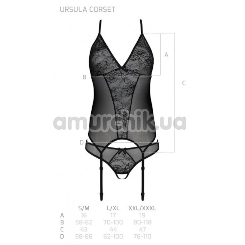 Комплект Passion Free Your Senses Ursula Corset, чорний: корсет + трусики
