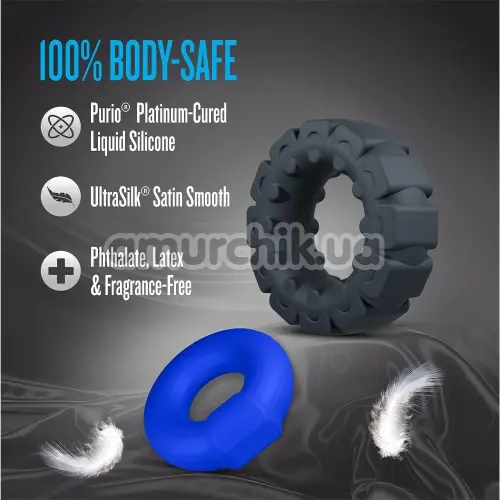 Набор из 2 эрекционных колец Performance Plus Engage 2-Ring Set, черно-синий
