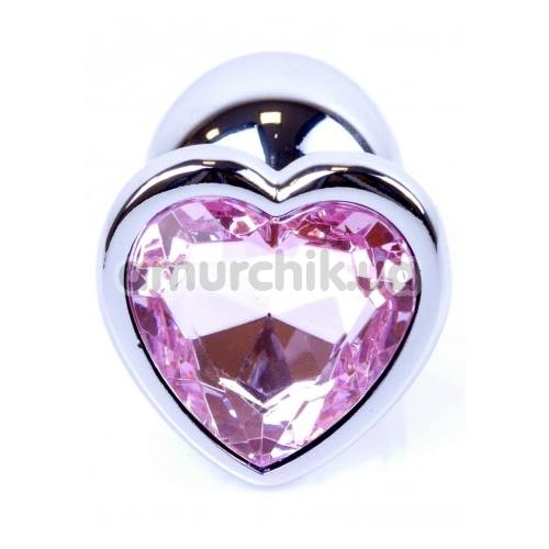 Анальная пробка со светло-розовым кристаллом Exclusivity Jewellery Silver Heart Plug, серебряная