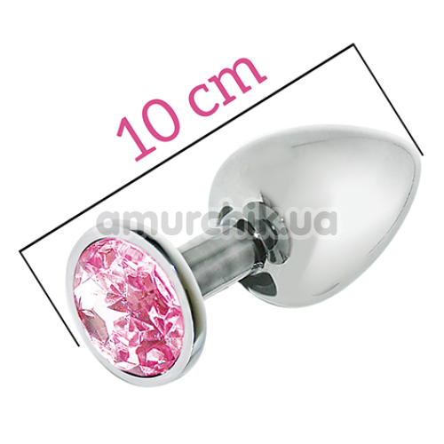 Анальная пробка с розовым кристаллом Mai Attraction Pleasure Toys L №74, серебряная