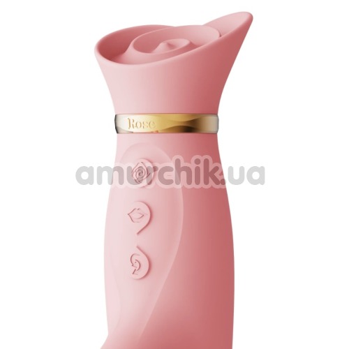 Вибратор с вакуумным стимулятором и пульсацией Zalo Rose Rabbit Thruster, розовый