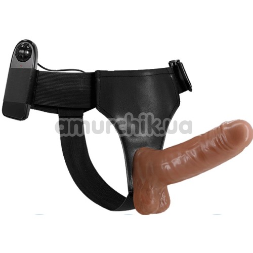 Страпон з вібрацією Ultra Passionate Harness Realdeal Penis Strap On, коричневий
