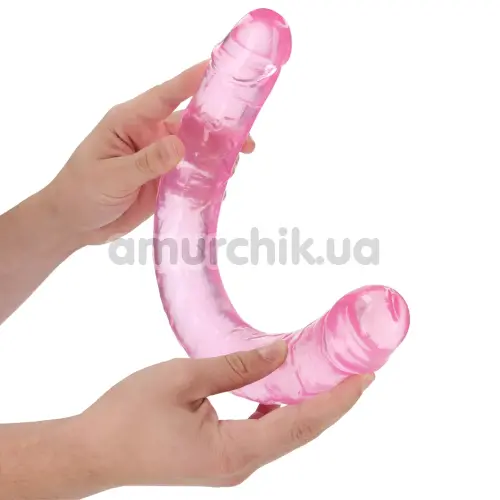 Двокінцевий фалоімітатор Realrock Crystal Clear Double Dong 18, рожевий