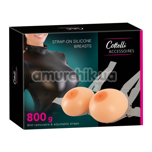 Накладная грудь с бюстгальтером Cottelli Collection Accessoires Strap-On Silicone Breasts, телесная