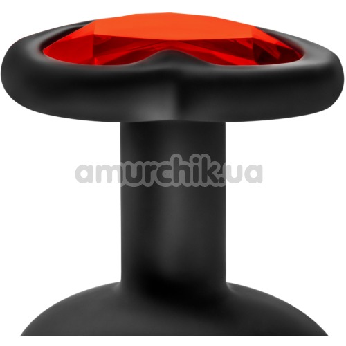 Набір анальних пробок з червоними кристалами Luxe Bling Plugs Trainer Kit, чорний