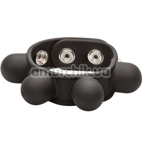 Эрекционное кольцо для члена Weighted Silicone Ball Stretcher, черное - Фото №1