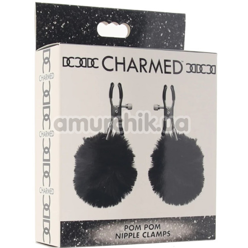 Зажимы для сосков с помпонами Charmed Pom Pom Nipple Clamps, черные