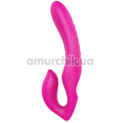 Безремневий страпон з вібрацією Vibes Of Love Remote Double Dipper, рожевий