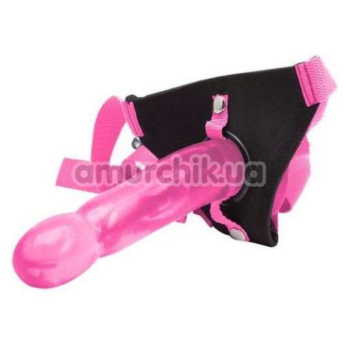 Страпон Climax Pink Ice Dong & Harness Set, розовый