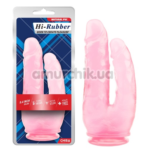Двойной фаллоимитатор Hi-Rubber Born To Create Pleasure 9.4, розовый