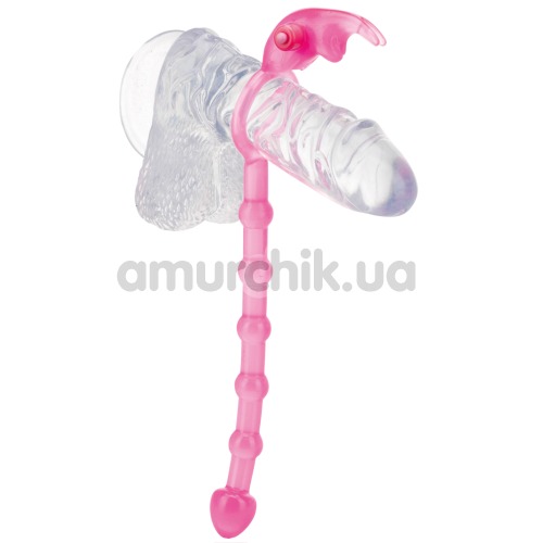 Виброкольцо с анальным стимулятором Ravishing Butt Tail, розовое - Фото №1
