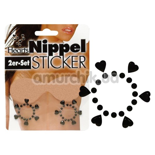 Украшения для сосков Nipple Stickers Hearts, черные
