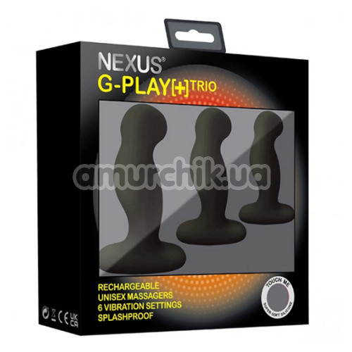 Набір з 3 анальних пробок з вібрацією Nexus G-Play + Trio, чорний