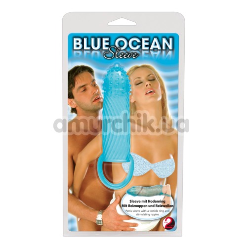 Насадка на пенис Blue Ocean Sleeve, голубая