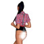 Костюм рабочей Obsessive Worker Girl, красно-черный: укороченная рубашка + трусики с подтяжками - Фото №4