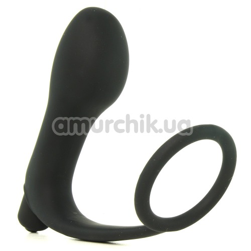 Виброкольцо со стимулятором простаты Anal Fantasy Collection Ass-Gasm Cockring Vibrating Plug, черное