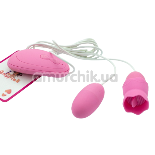 Вагінально-кліторальний вібратор Tongue Lick Mimi Toy NV-008A1, рожевий