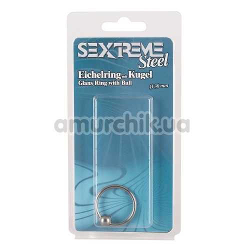 Ерекційне кільце Sextreme Steel Glans Ring With Ball, 3 см