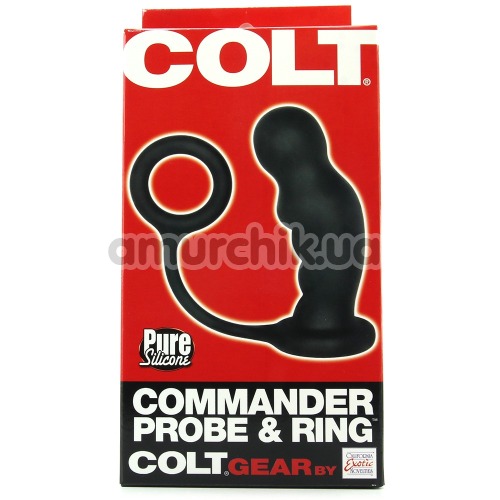 Эрекционное кольцо со стимулятором простаты Colt Commander Probe & Ring, черное