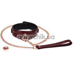 Нашийник з повідцем Liebe Seele Wine Red Leather Collar with Chain Leash and Lock, бордовий - Фото №1