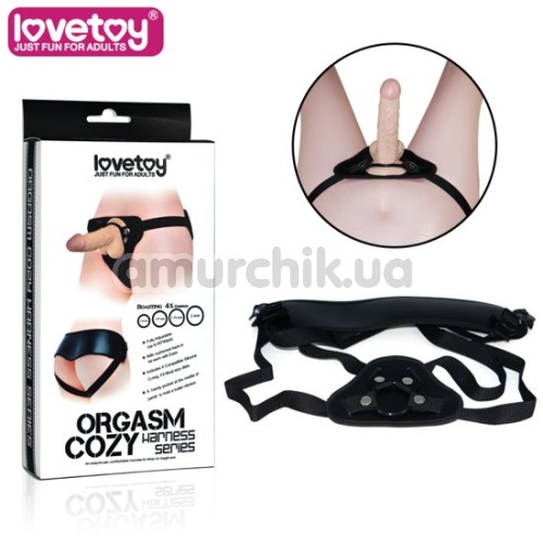 Трусики для страпона Lovetoy Orgazm Cozy Harness Series + 4 кольца, черные